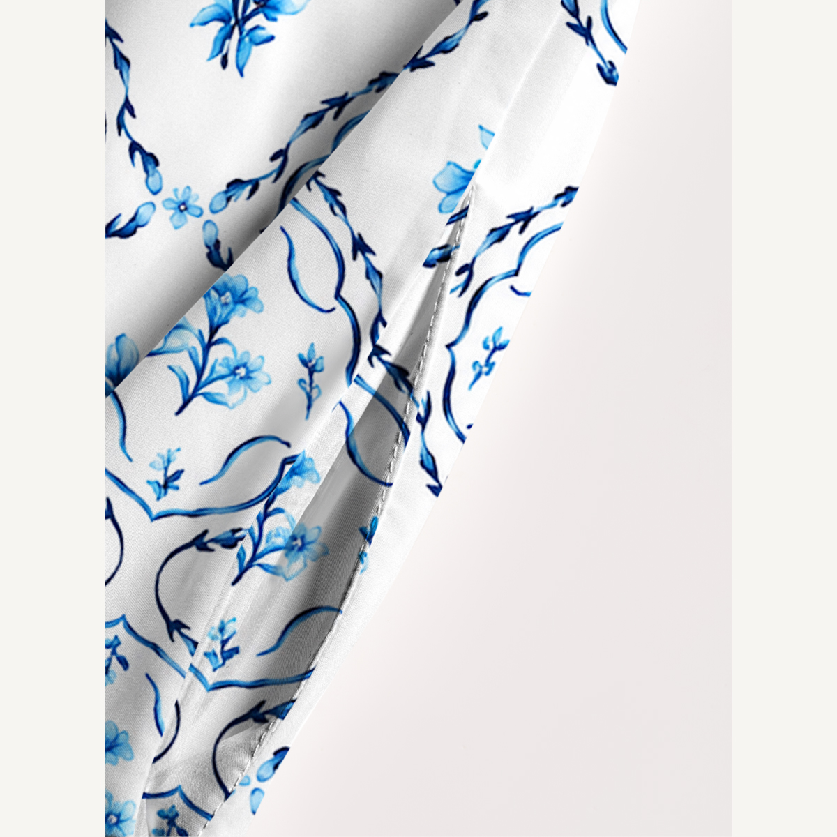 Blue Floral Medallion Print Strap Maxi Dress With Pockets