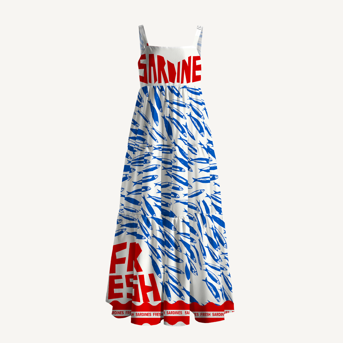 Blue Sardine & Fresh Wide Straps Maxi Dress With Pockets
