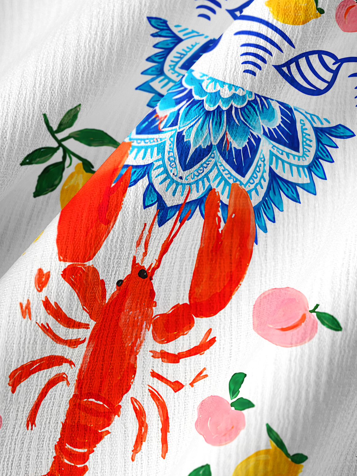 Lobster & Lemon Wide Leg Tie Waist Pants With Pockets