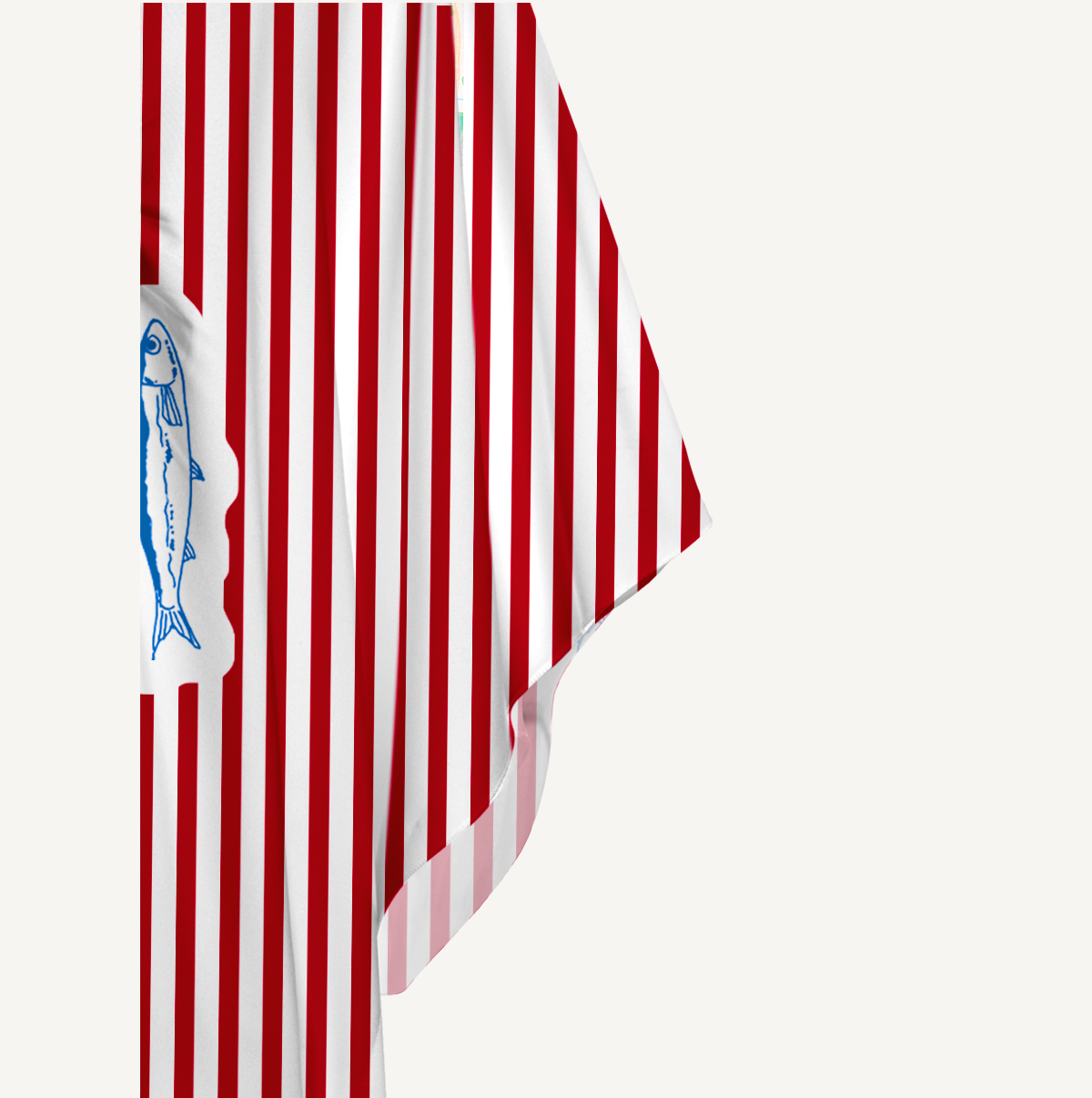 Striped Fish Kimono Sleeve Kaftan Dress