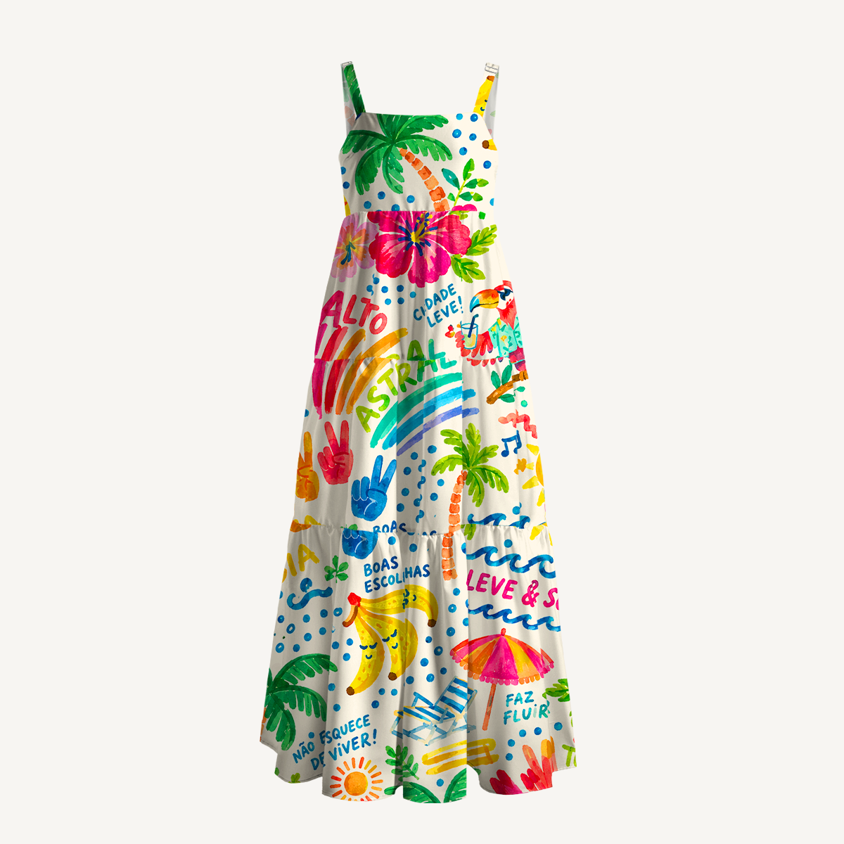Rainbow Escape Wide Straps Maxi Dress With Pockets