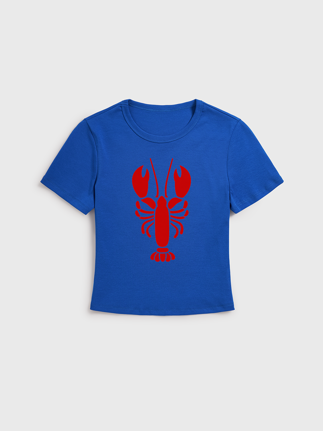 Pink Lobster Print Crew Neck Cotton Tee