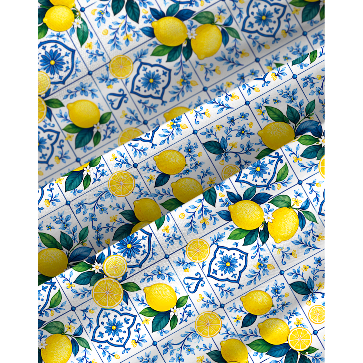 Mediterranean-style tiles with lemon patterns Summer Mini Dress 