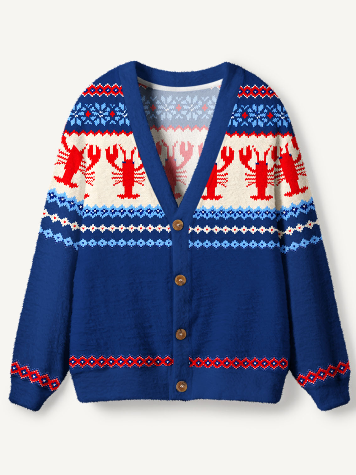 Lobster Fair Isle Print Cardigan Sweaters