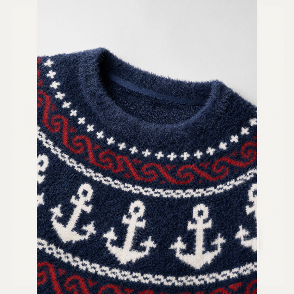 Anchor Atlantic in Navy Fuzzy Crewneck Sweater