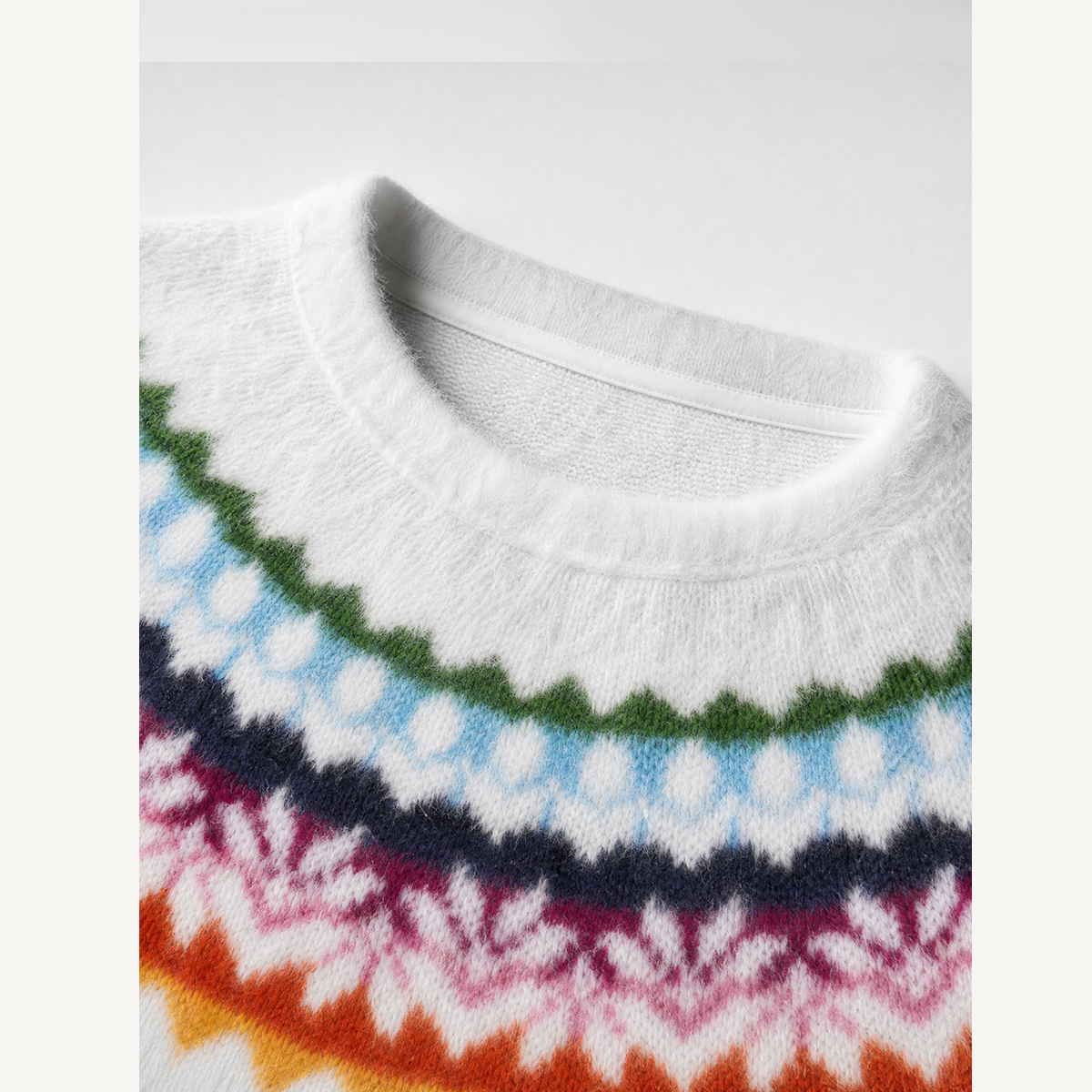 Colorful Nordic-Inspired Yoke Cozy Crewneck Sweater