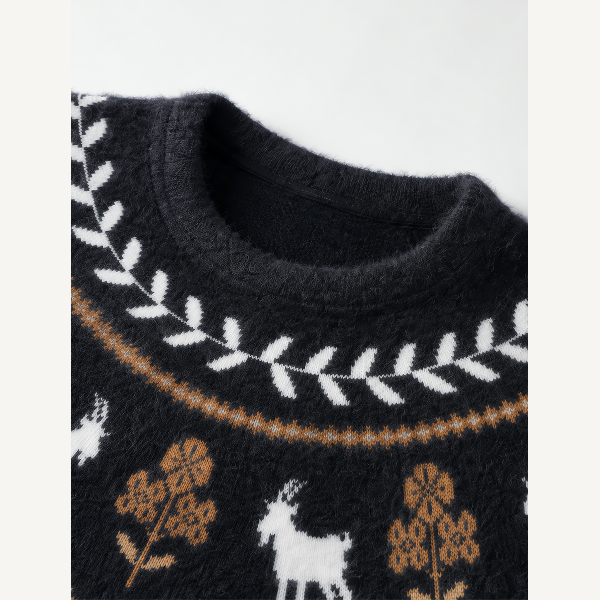 Nordic Woodland Goat & Leaf Crewneck Sweater