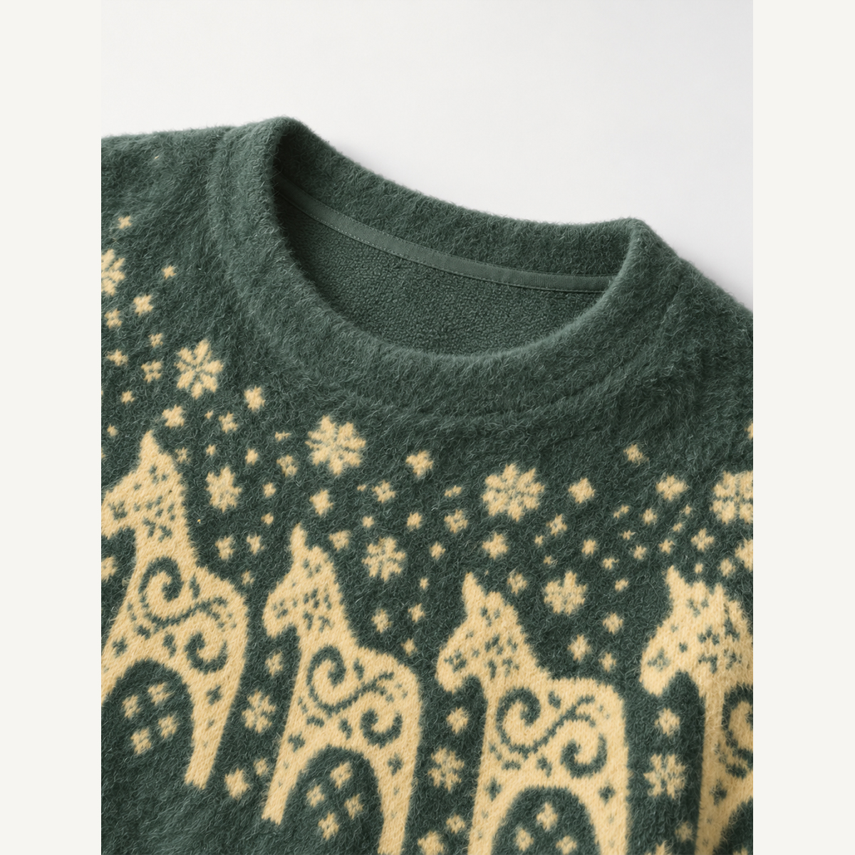 Nordic Folk Horse & Snowflake Crewneck Sweater