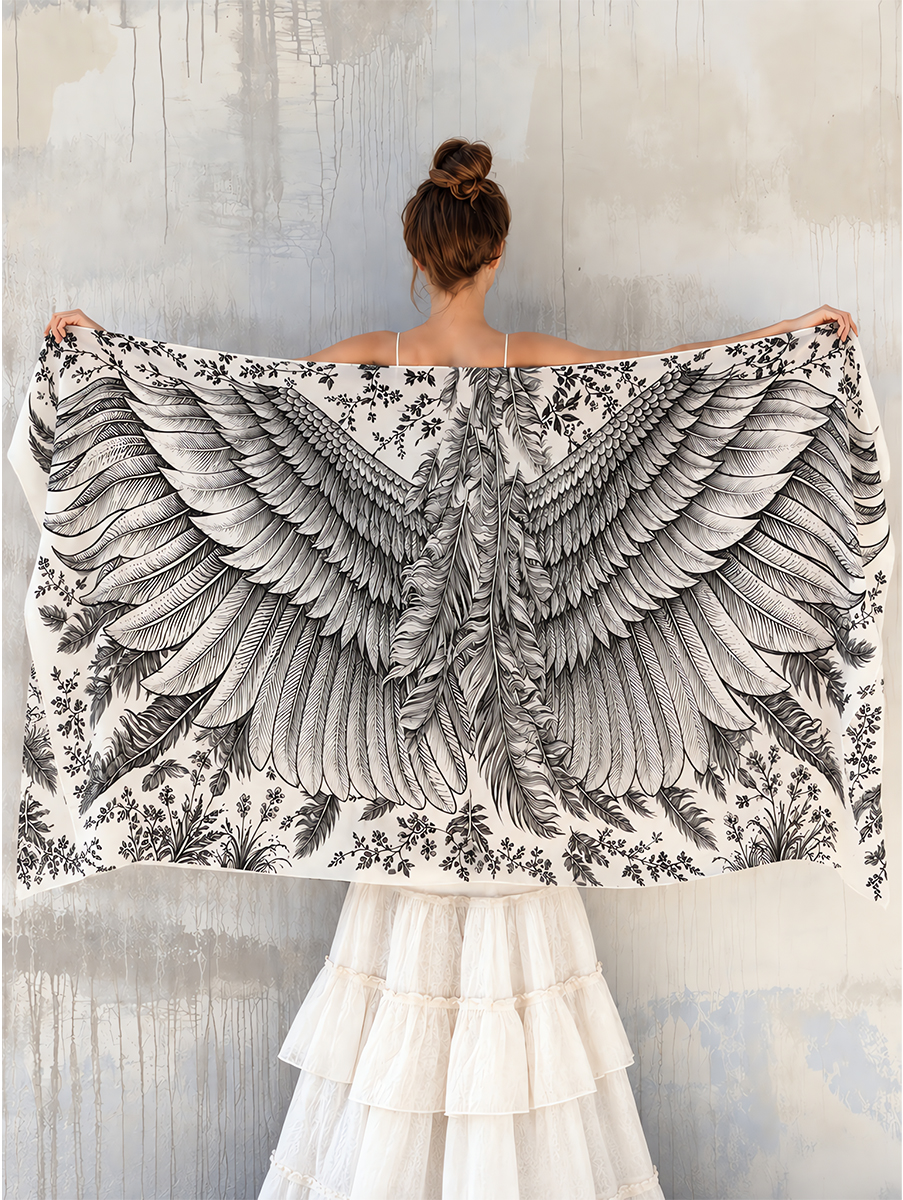 Vintage White Feather Wing Shawl