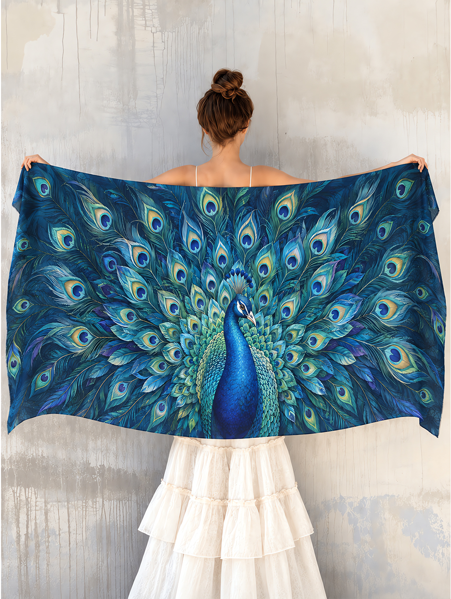 Regal Peacock Feather Shawl