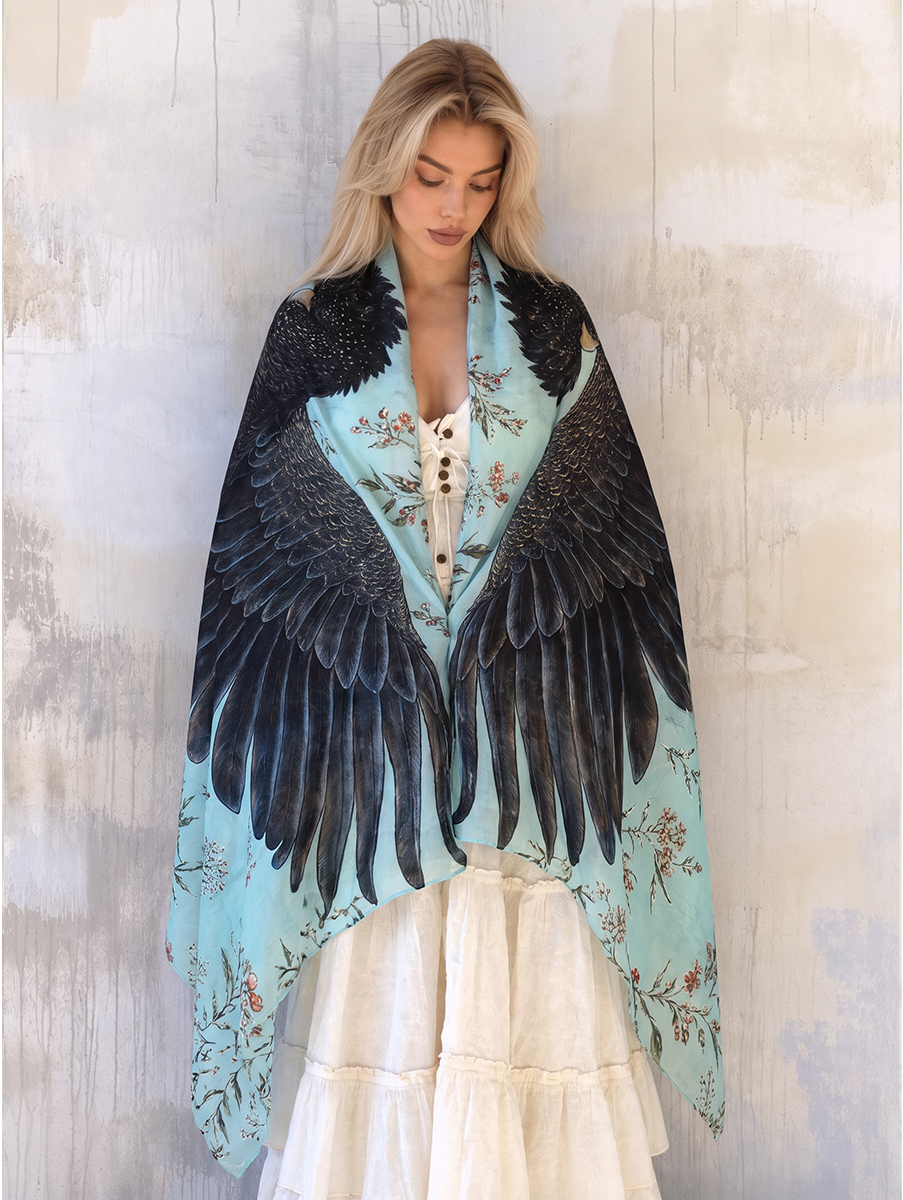 Botanical Blue Cockatoo Shawl