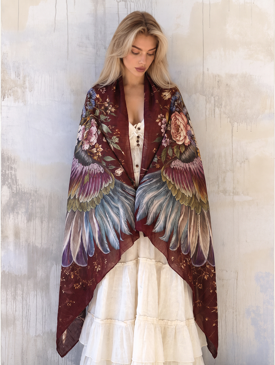 Romantic Floral Wing Shawl