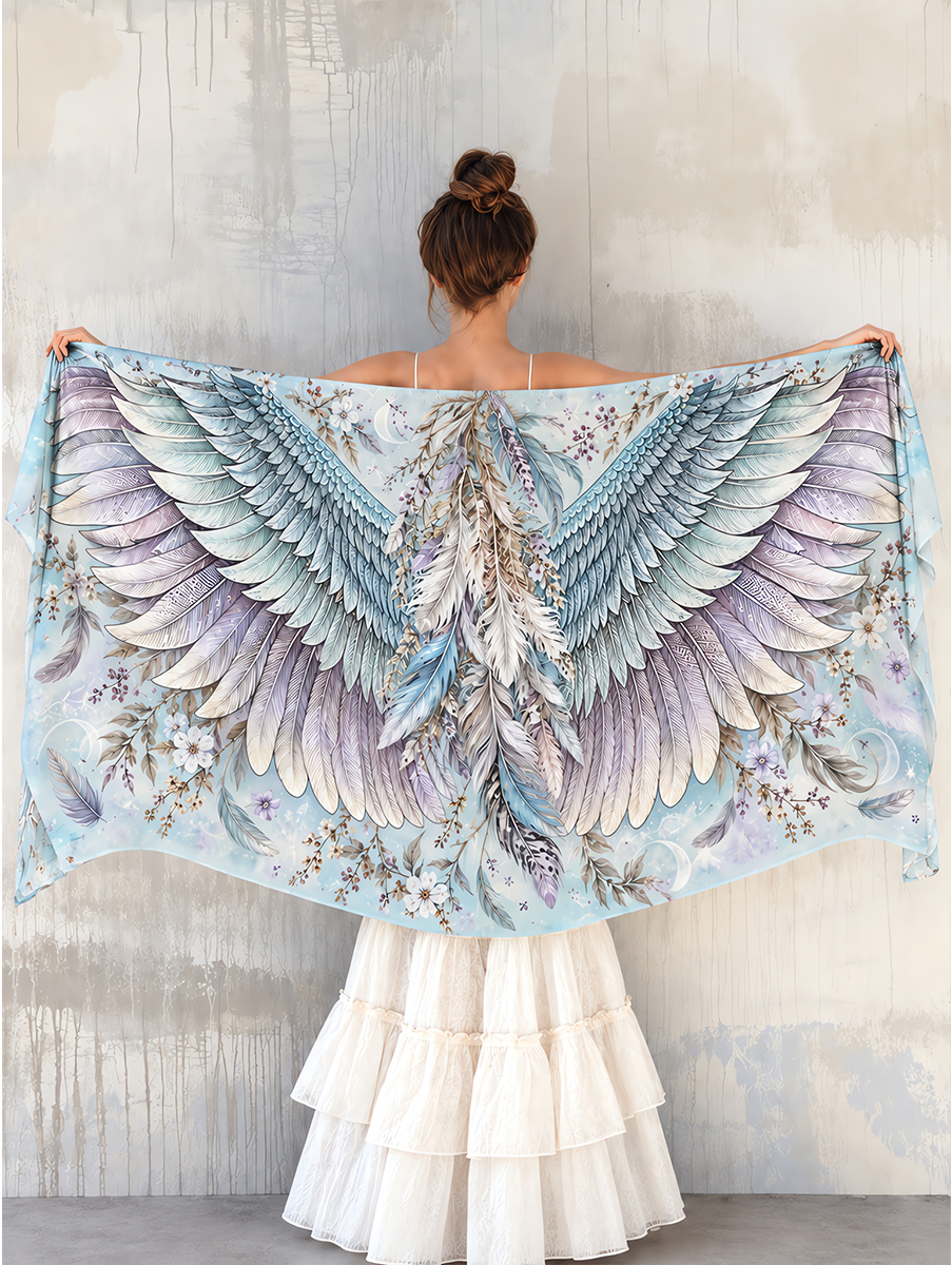 Dreamy Pastel Feather Wing Shawl