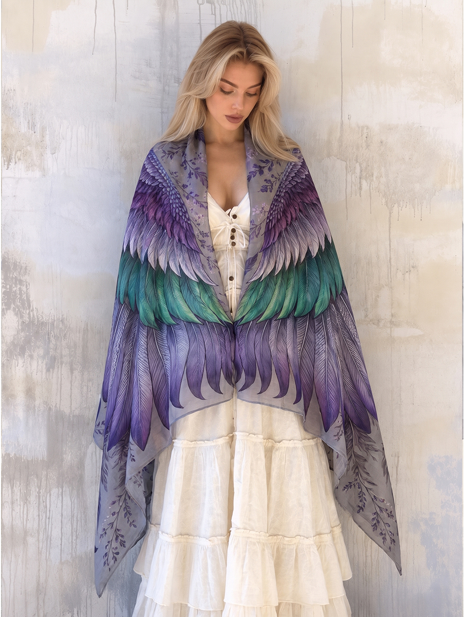 Ethereal Lavender Feather Wing Shawl