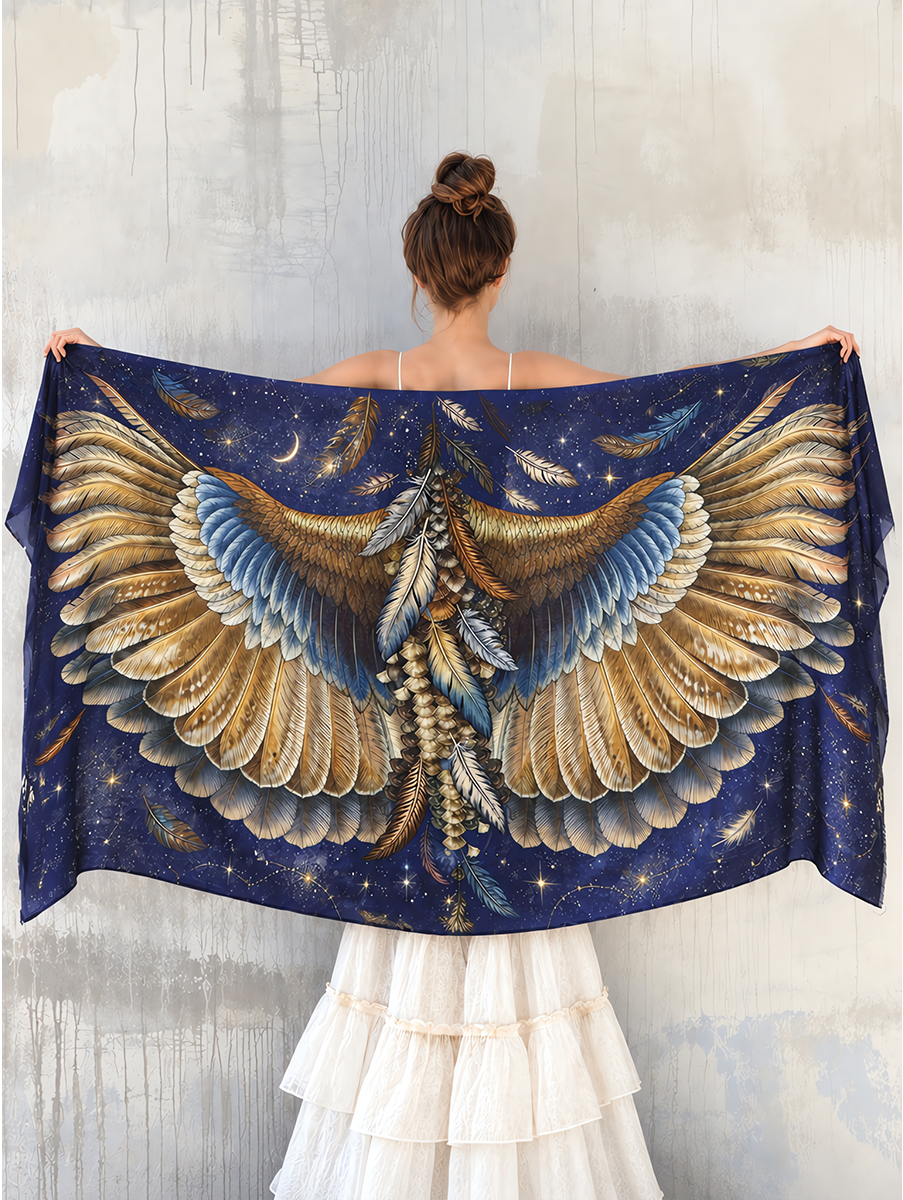 Celestial Midnight Feather Wing Shawl