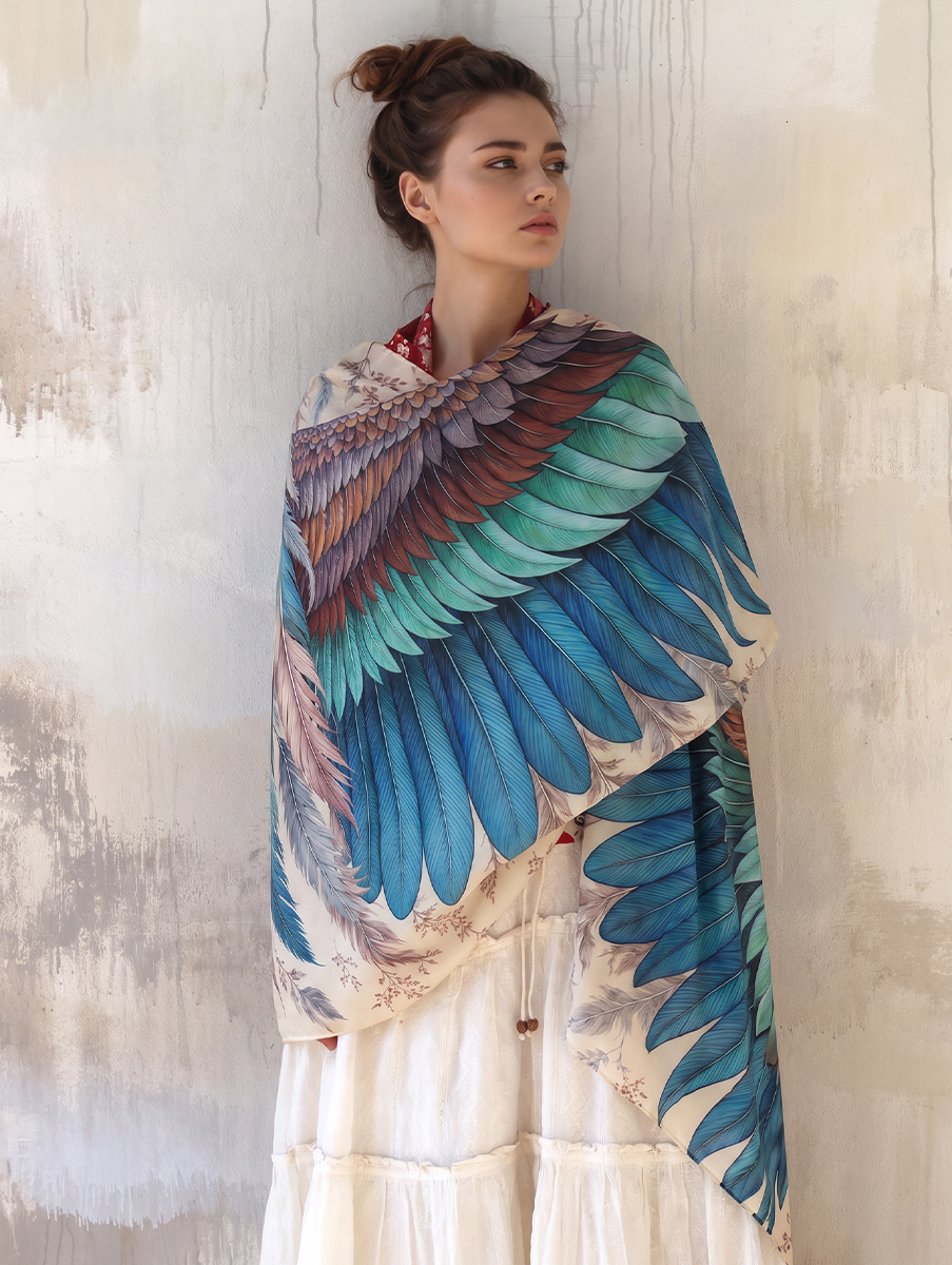 Romantic Pastel Feather Wings Shawl