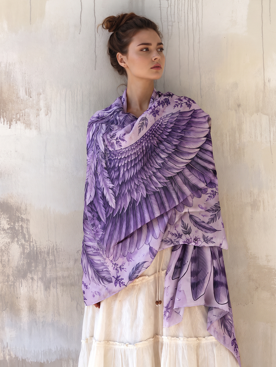 Lavender Botanical Feather Wings Shawl