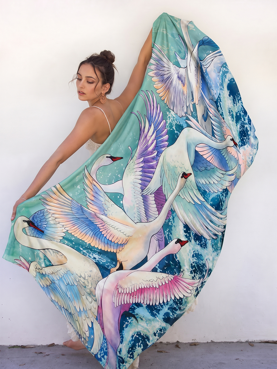 Dreamy Ocean Swan Shawl