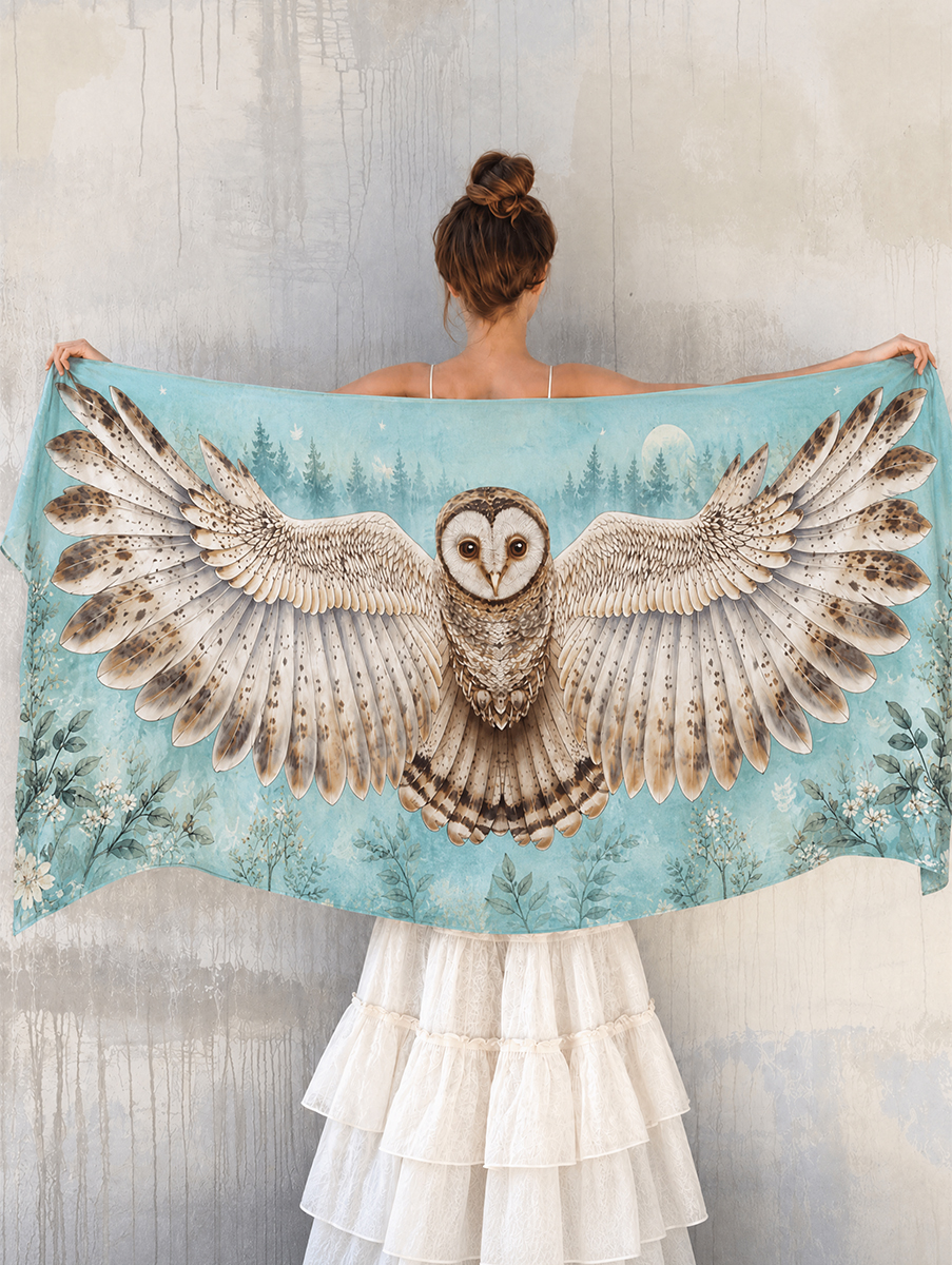Serene Woodland Owl Shawl