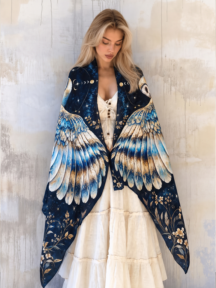 Celestial Moonlight Owl Wing Shawl