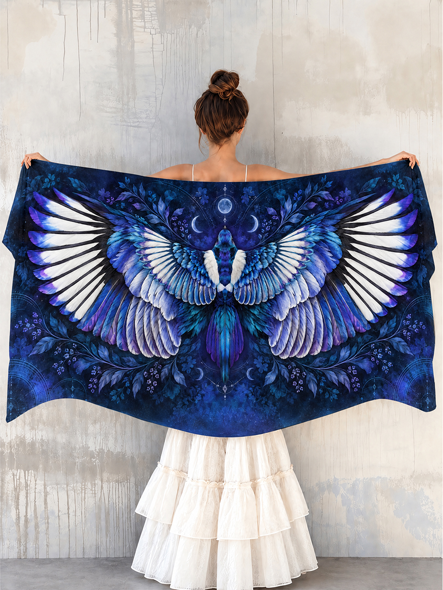 Midnight Blue Magpie Wing Shawl