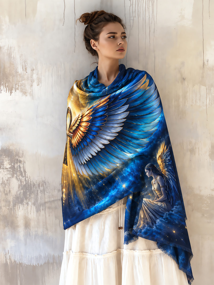 Sacred Remembrance Celestial Ankh Wing Shawl