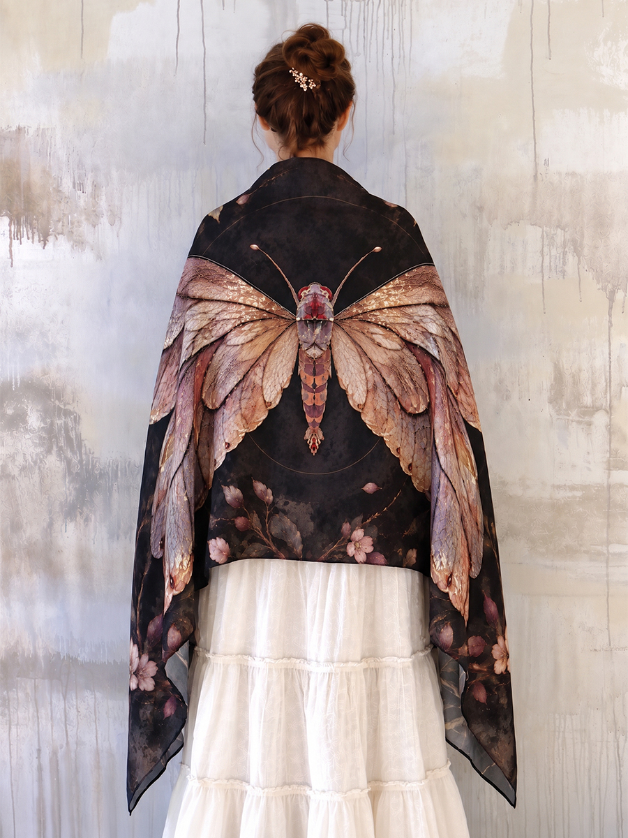 Twilight Blush Cicada Garden Shawl