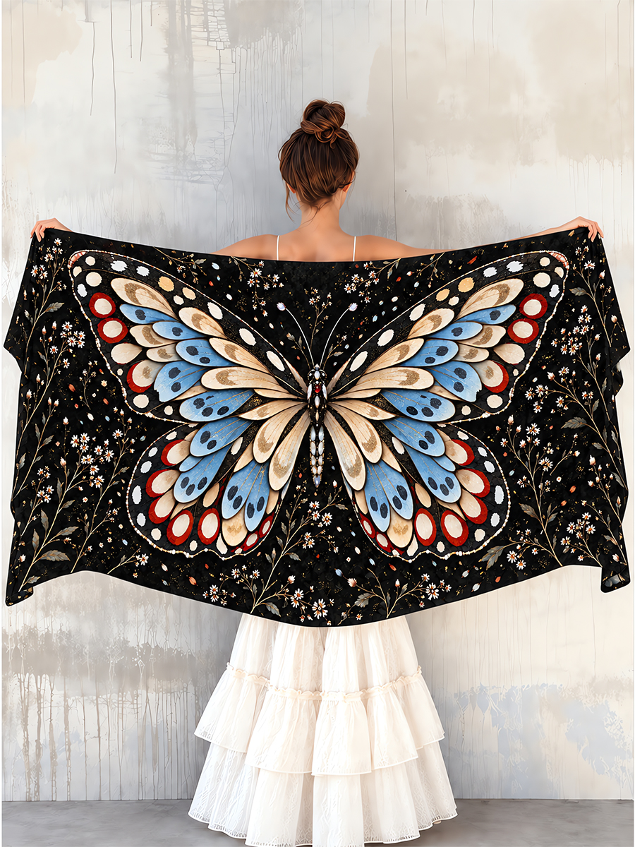 Midnight Mosaic Butterfly Shawl