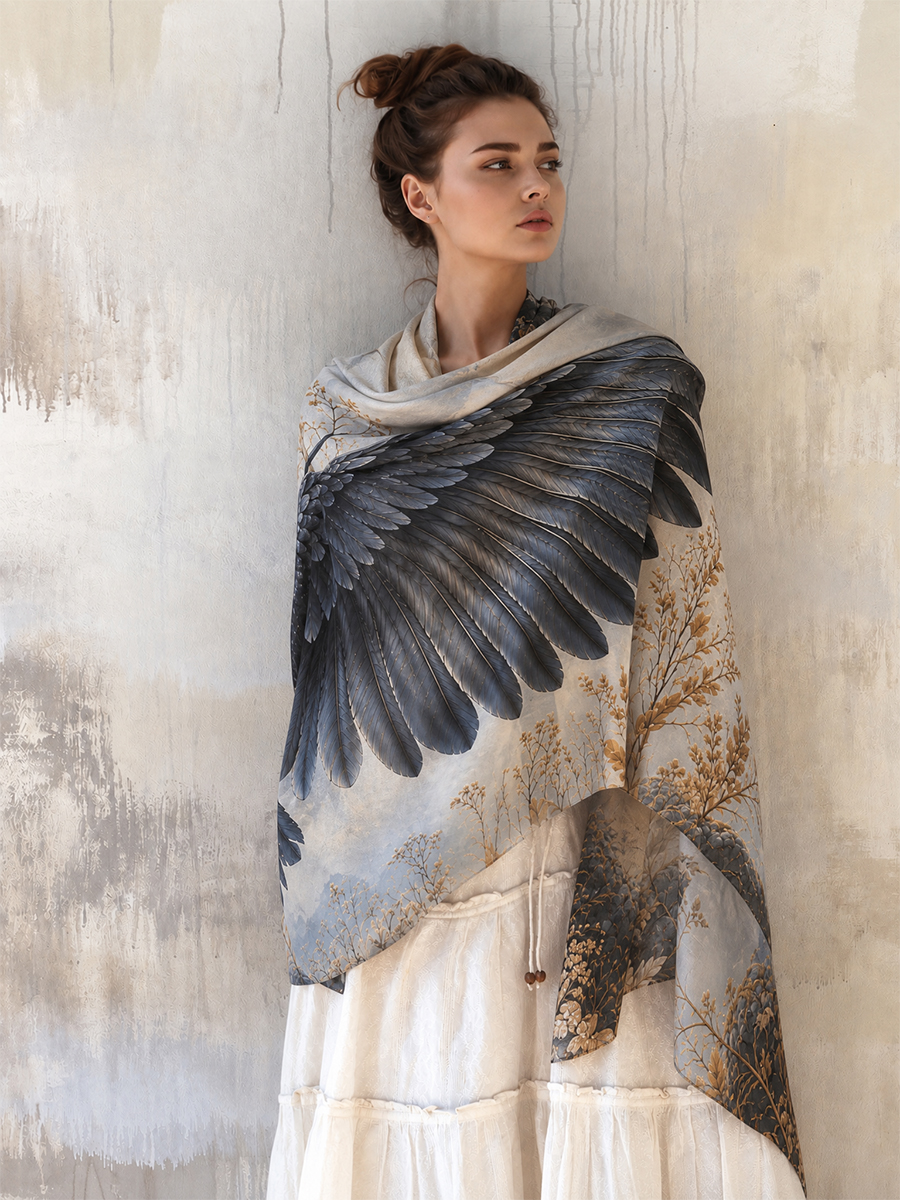 Silent Mountain Raven Wing Shawl