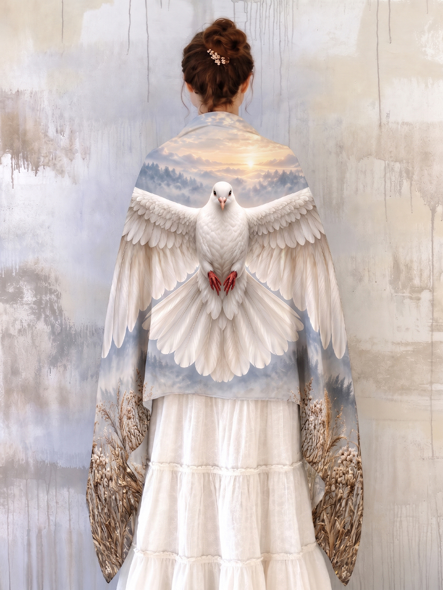 Dawnlight White Dove Wing Shawl