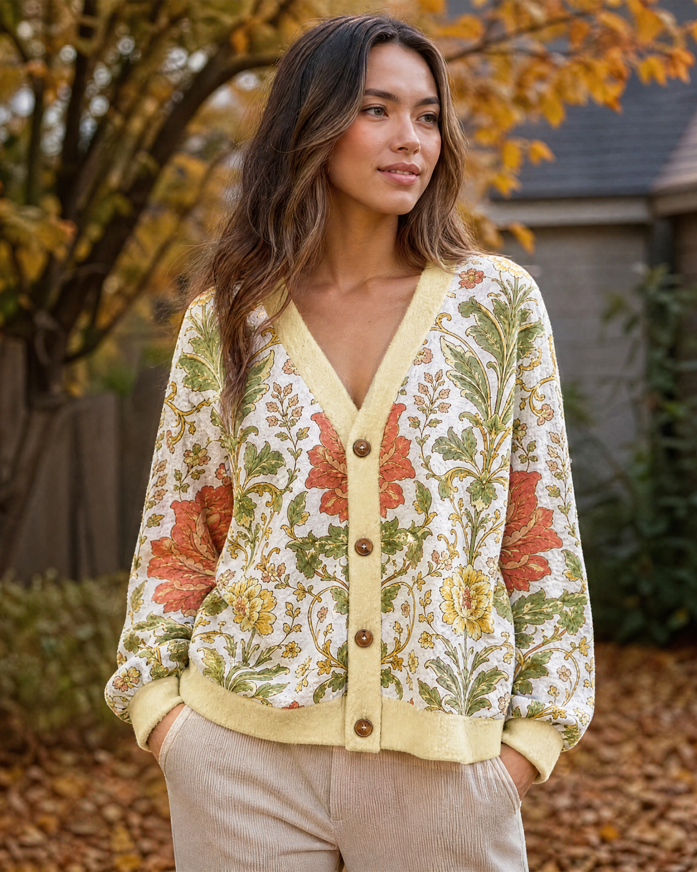 Botanical Morris Grand Peony Cardigan Sweaters