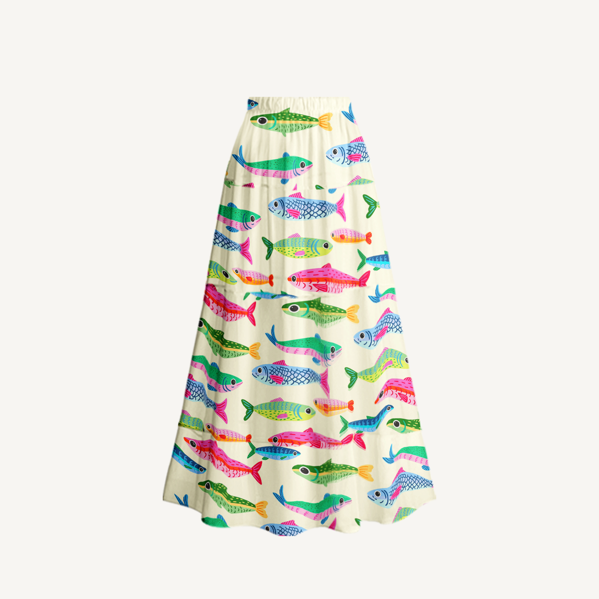 Bright Sardine Ruffled V Neck One Piece Swimsuit and Matching Midi Skirt Set