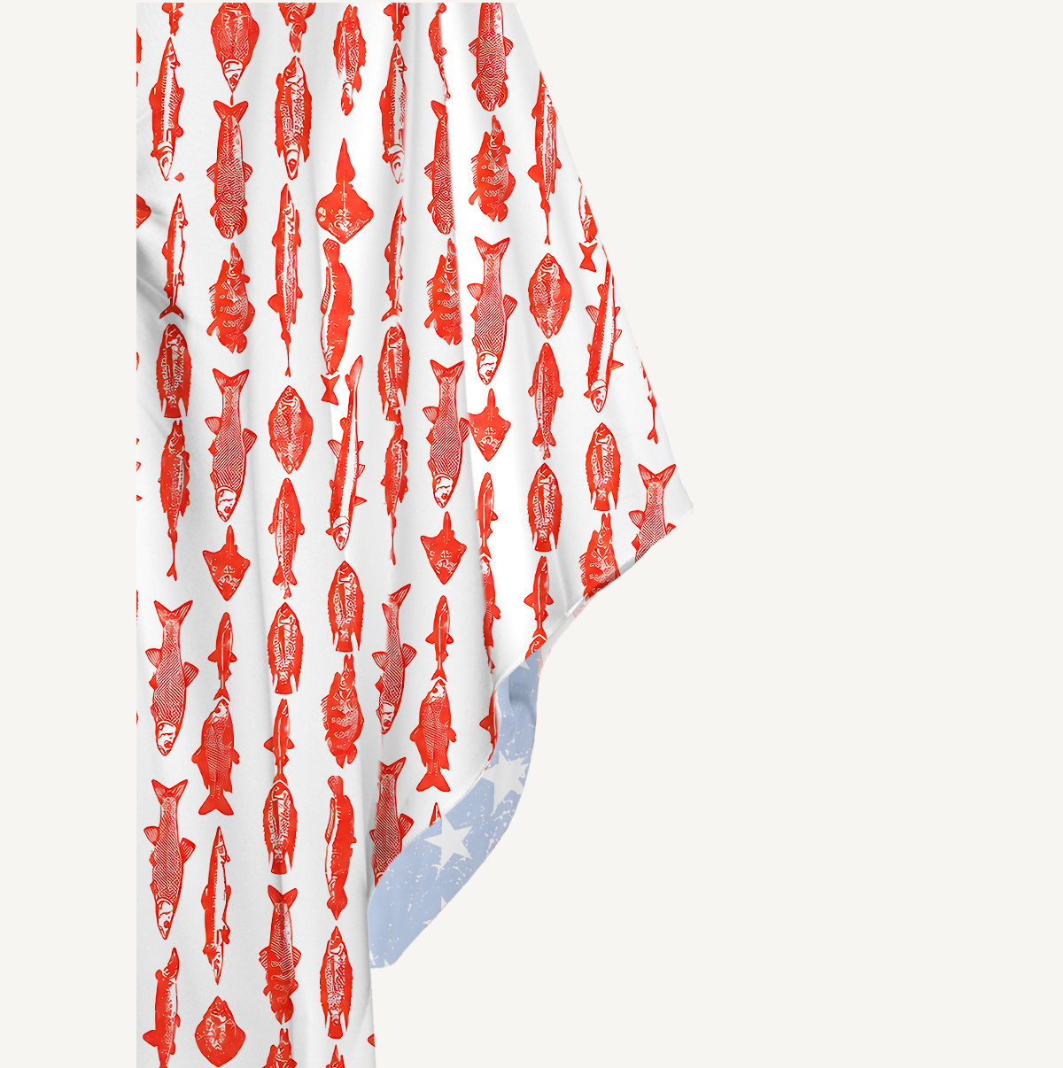 American Flag Fish Pattern Kimono Sleeve Kaftan Dress