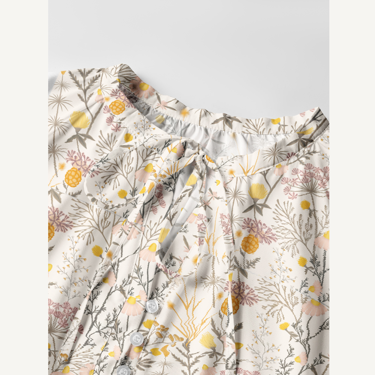 Yellow Wildflower Meadow Print Long Sleeve Mini Dress