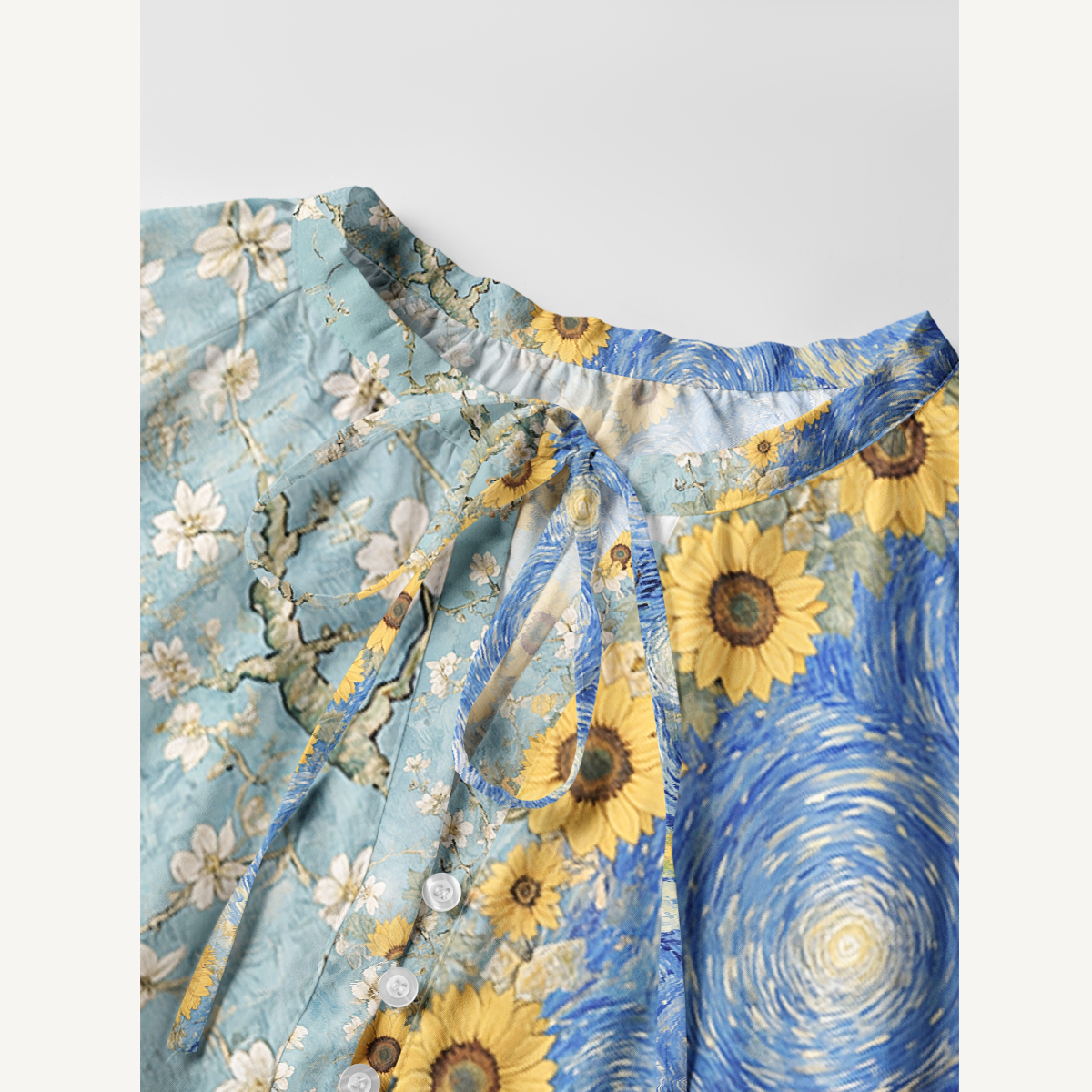Van Gogh Almond Blossom Starry Night Sunflowers Long Sleeve Mini Dress
