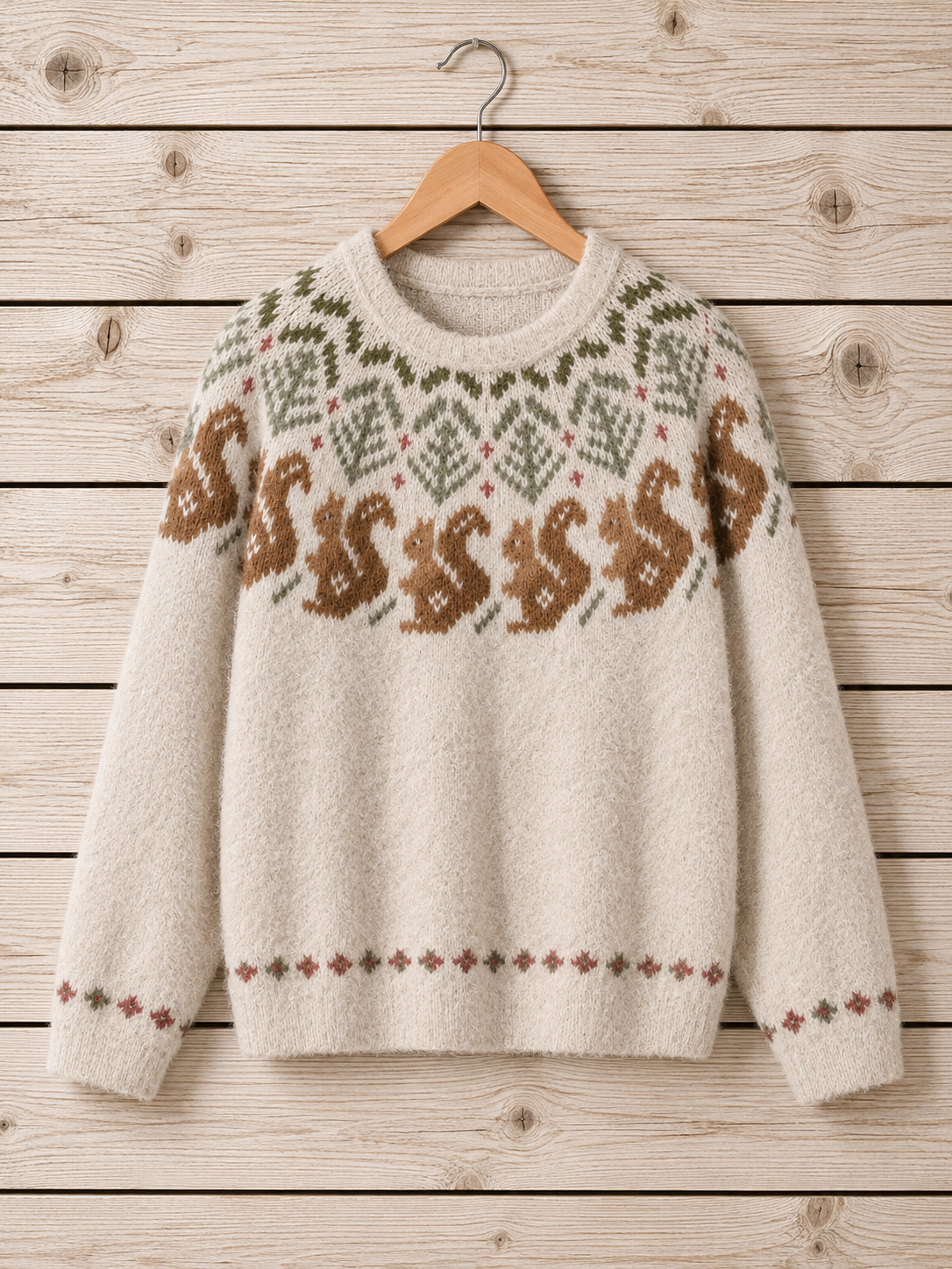 Rustic Squirrel & Forest Crewneck Sweater