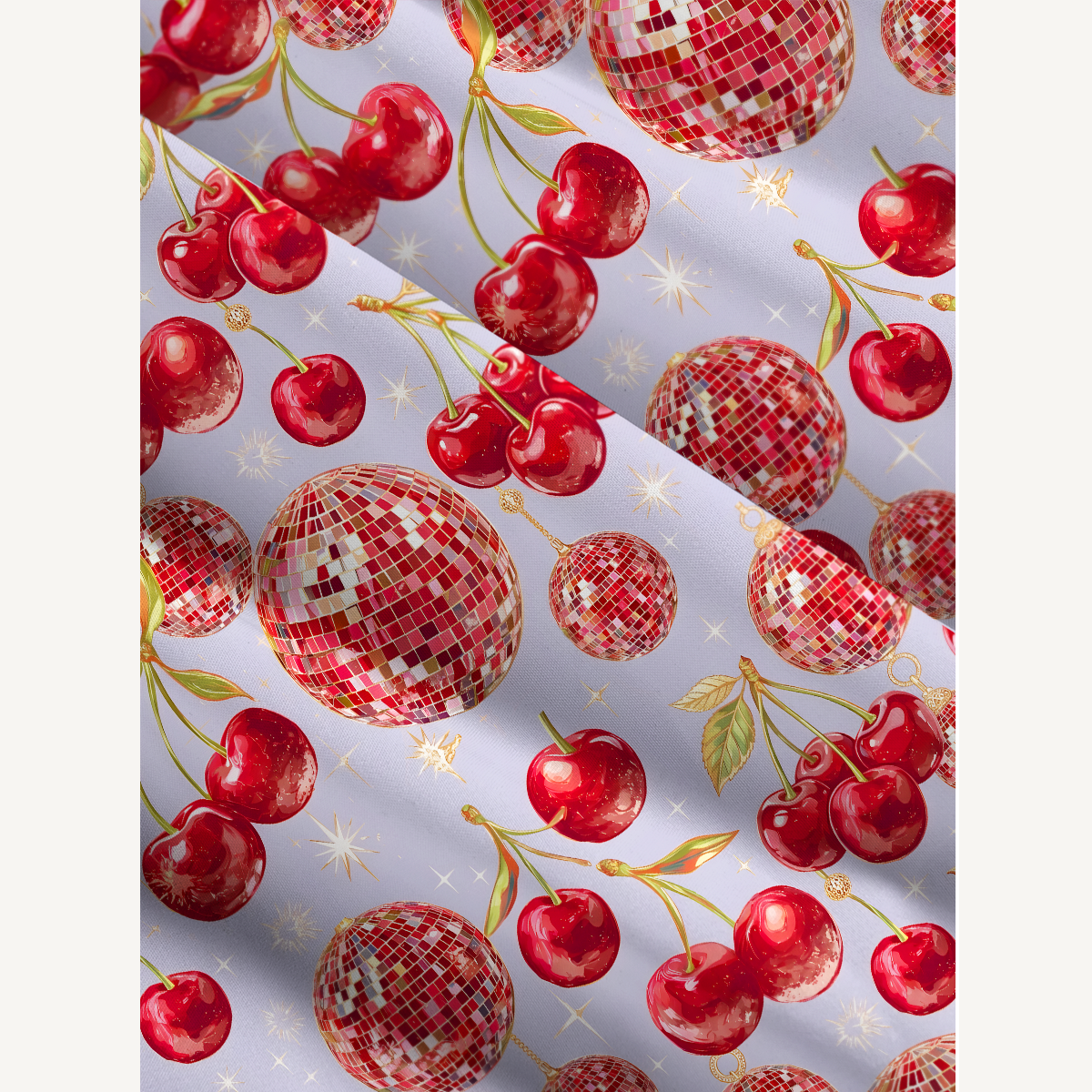Cherry Disco Party Print Soft Summer Maxi Dress With Pockets