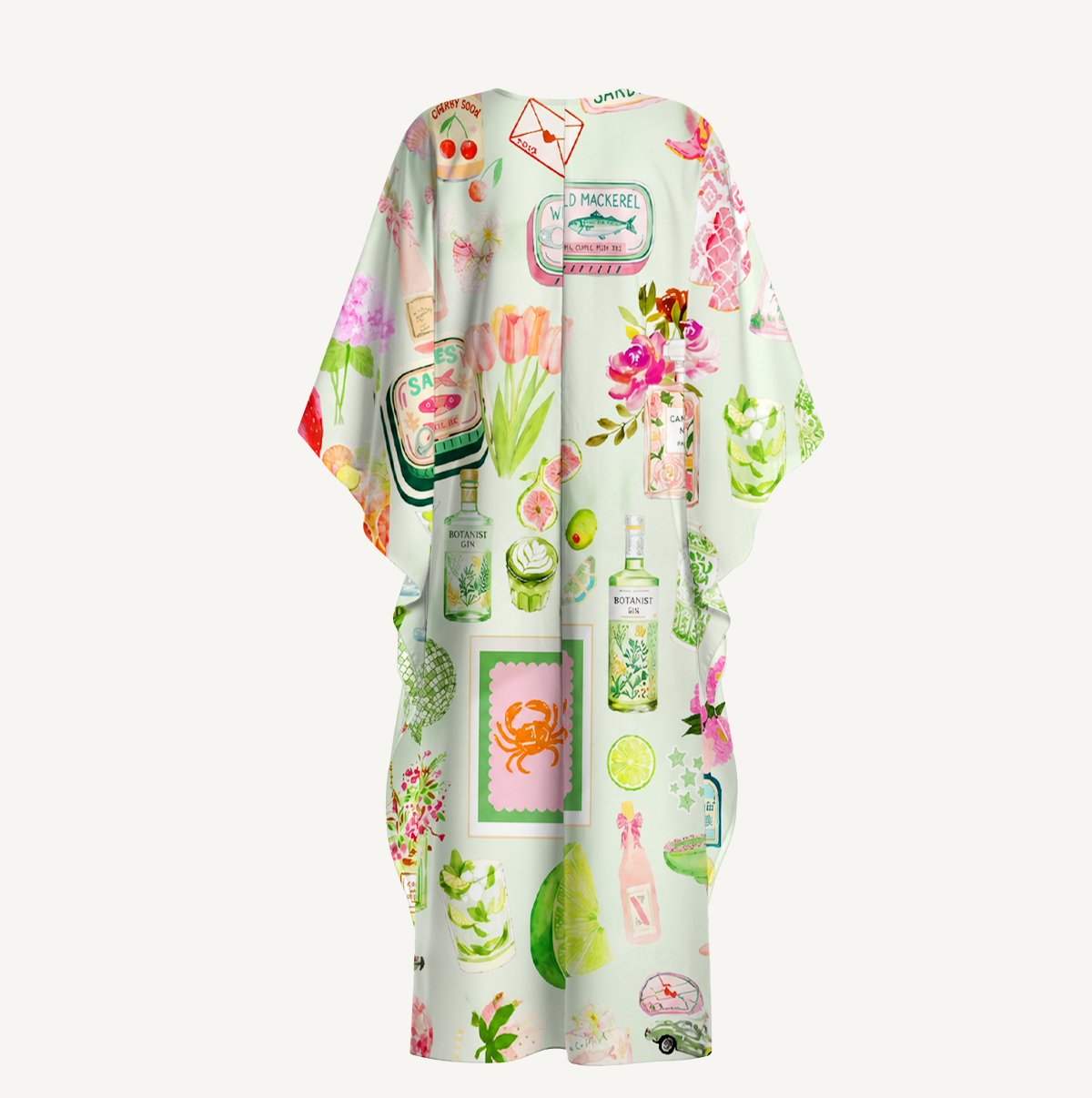 Scandi Summer Picnic Kimono Sleeve Kaftan Dress
