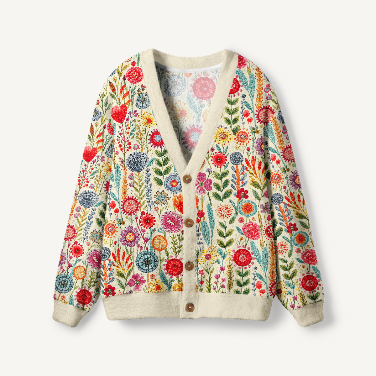 Cottage Garden Colorful Wildflower Cardigan Sweaters