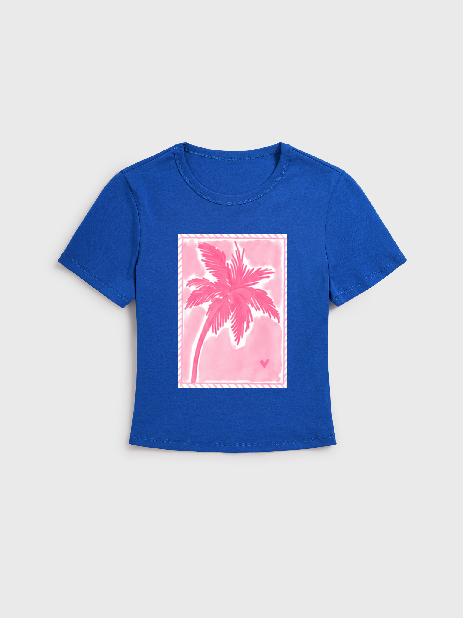 Coral Beach Postcard Print Crew Neck Cotton Tee