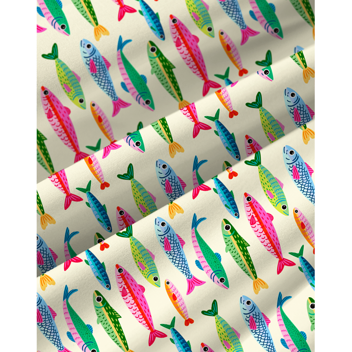 Bright Sardine Print Spaghetti Strap Mini Dress