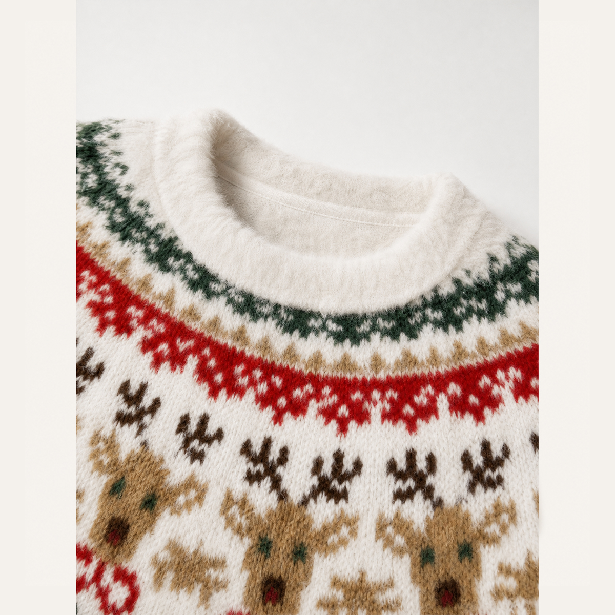 Christmas Reindeer & Pine Tree Crewneck Sweater