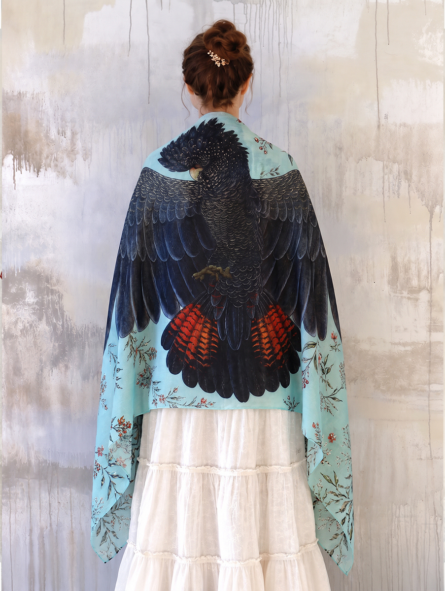 Botanical Blue Cockatoo Shawl