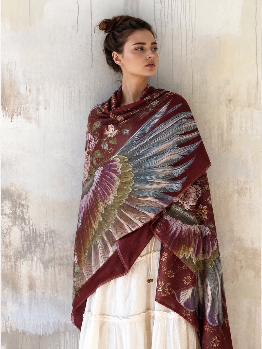 Romantic Floral Wing Shawl