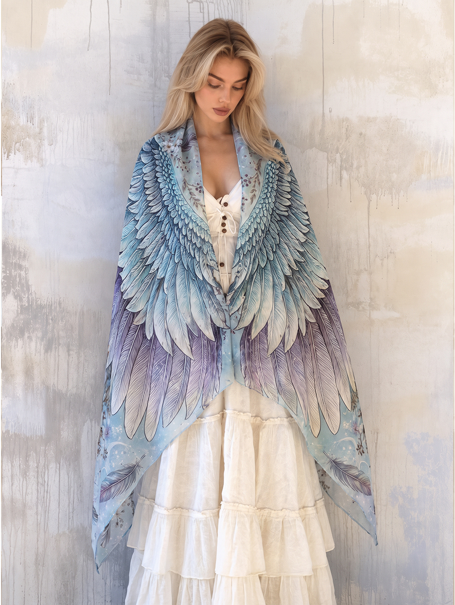 Dreamy Pastel Feather Wing Shawl