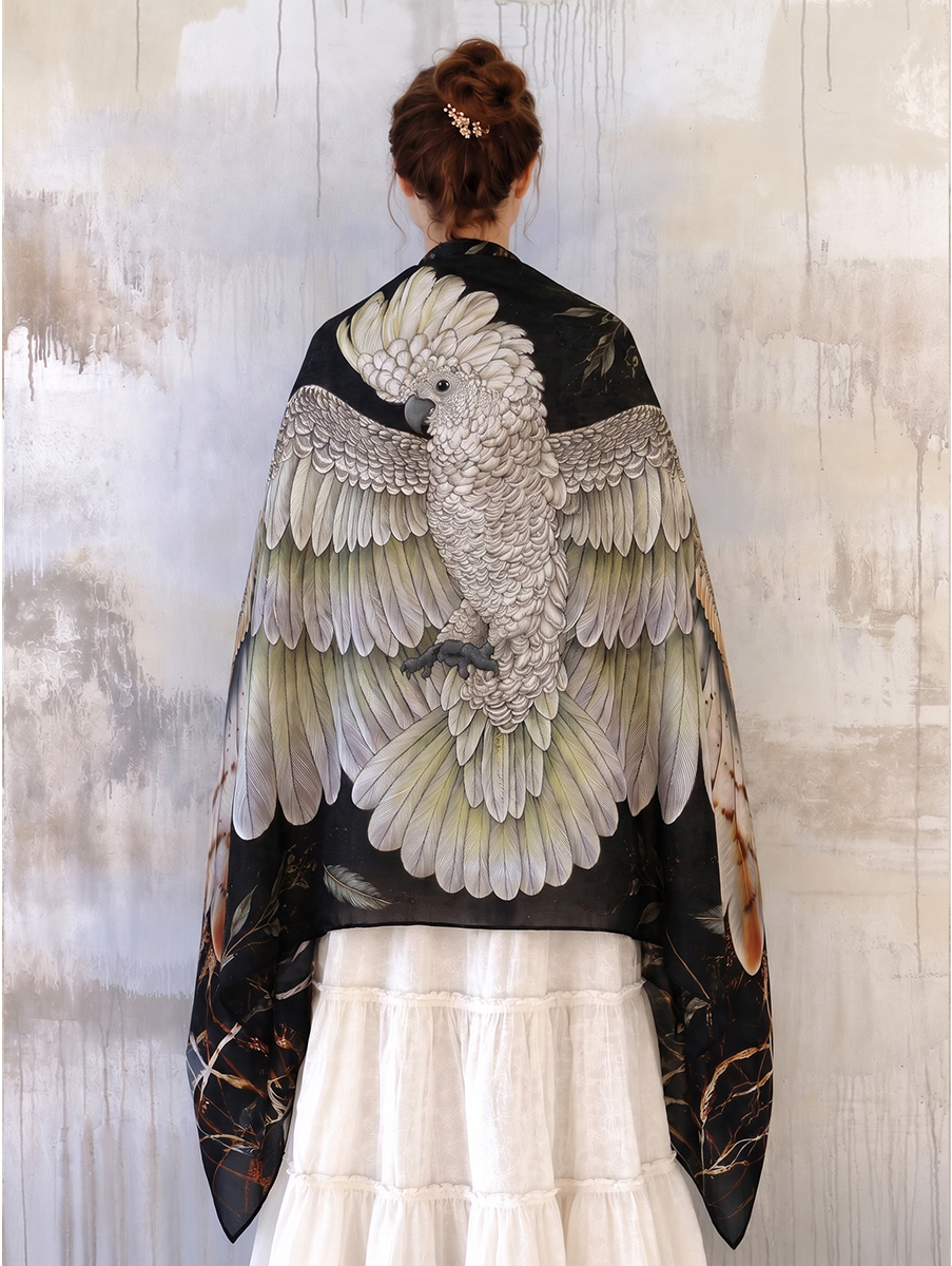 Mystic White Cockatoo Wing Shawl