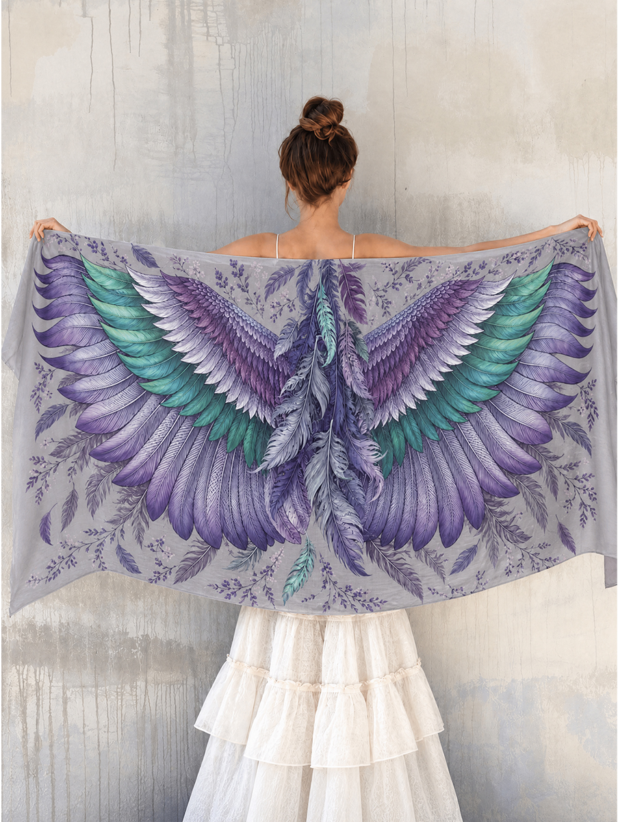 Ethereal Lavender Feather Wing Shawl