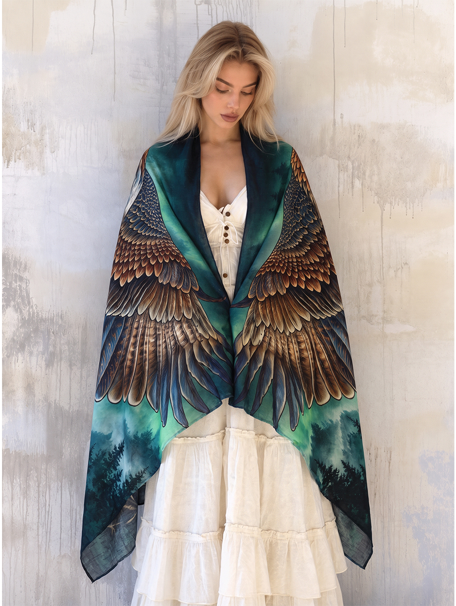 Mystic Aurora Bald Eagle Shawl