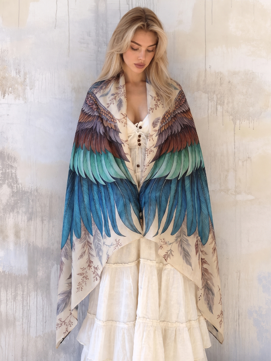 Romantic Pastel Feather Wings Shawl