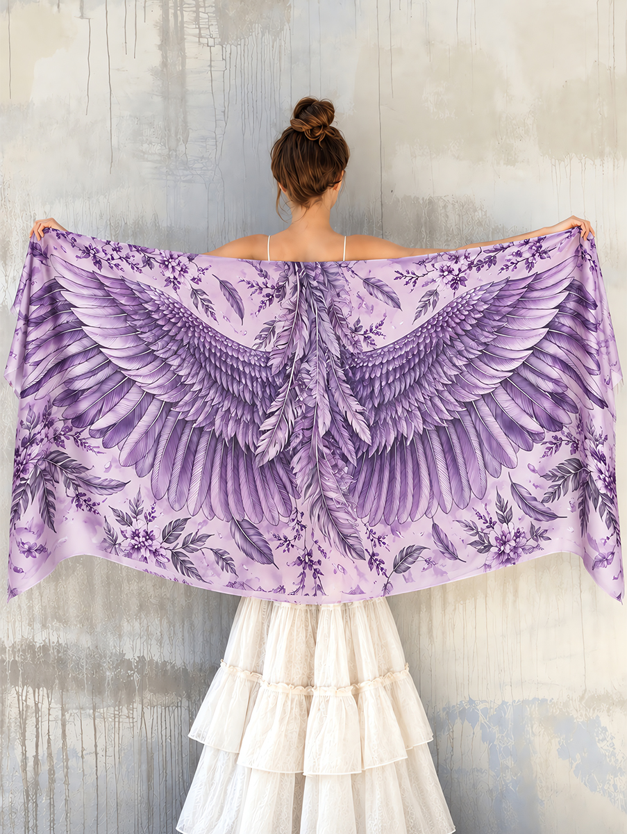 Lavender Botanical Feather Wings Shawl